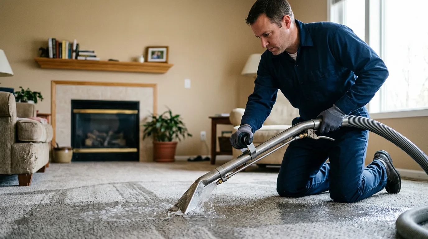 Water damage restoration technician working near Mitchell, SD